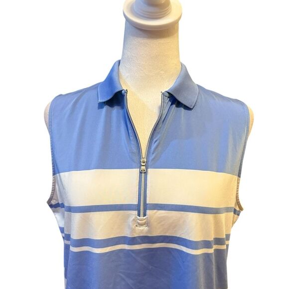 RLX Ralph Lauren Womens Golf Shirt Sleeveless Blue White Striped Size Large - Picture 3 of 8